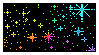 A deviantart stamp with rainbow stars in a black background